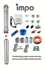 Impo Sk 404/27 3HP Krom Başlıklı  45 MT Yassı Kablolu ve Panolu 90 mt Halatlı Çift Vanalı Akıtma Başlıklı Monofaze Takım Dalgıç Pompa
