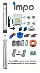 Impo Sk 404/27 3HP Technoplast Başlıklı  50 MT Yassı Kablolu ve Panolu 100 mt Halatlı Çift Vanalı Akıtma Başlıklı Monofaze Takım Dalgıç Pompa