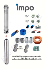 Impo Sk 415/28 10HP Krom Başlıklı  70 MT Yassı Kablolu ve  140 mt Halatlı Çift Vanalı Akıtma Başlıklı Trifaze Takım Dalgıç Pompa