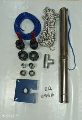 4SD6/8 1 HP ALARKO TRİFAZE 45 MT YASSI KABLOLU  90 MT HALATLI ÇİFT VANALI AKITMA BAŞLIKLI TAKIM DALGIÇ POMPA