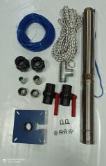 4SD2/16 1HP ALARKO TRİFAZE 50 MT YASSI KABLOLU  100 MT HALATLI ÇİFT VANALI AKITMA BAŞLIKLI MONOFAZE TAKIM DALGIÇ POMPA