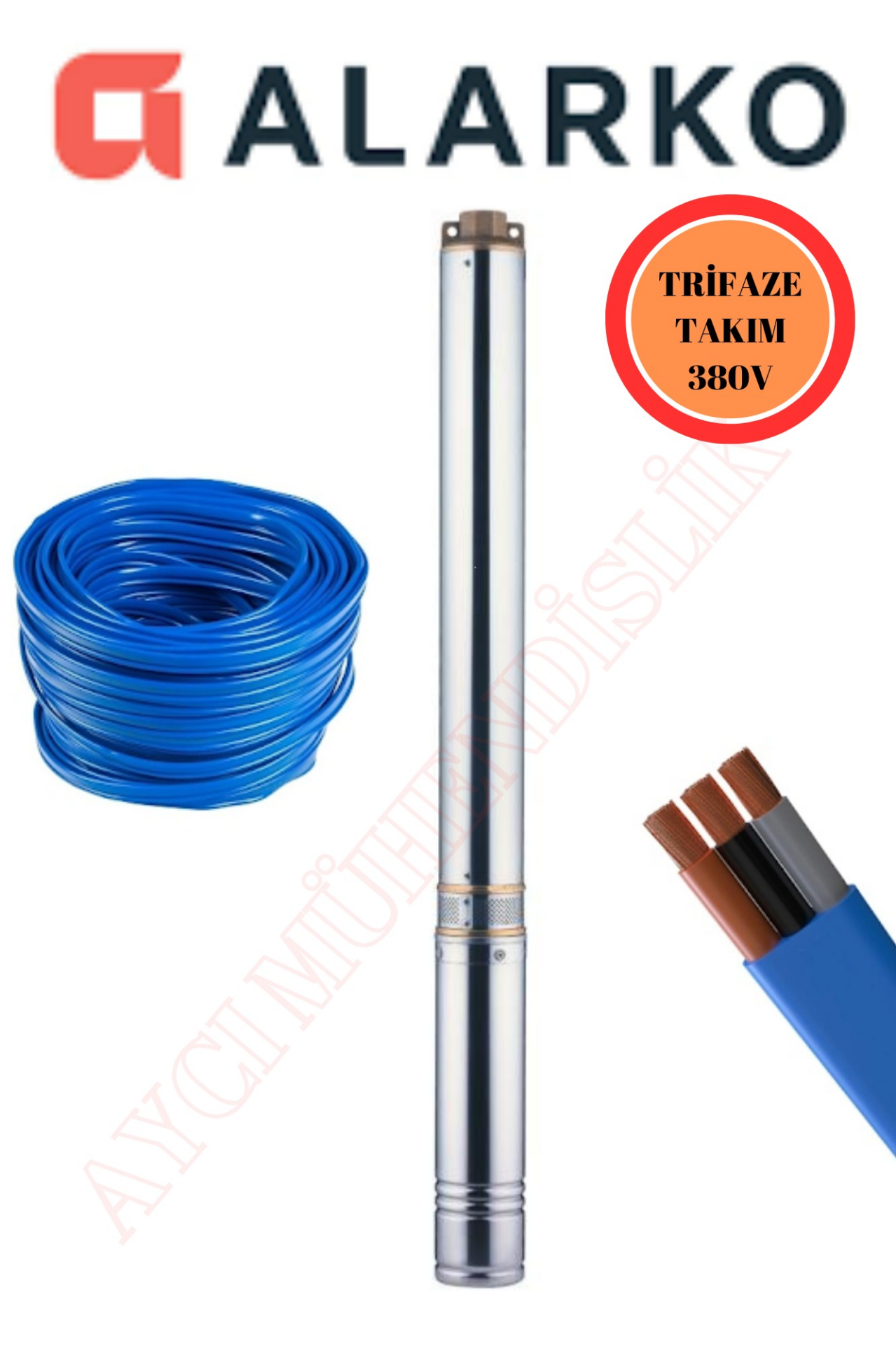 4SD16/16 5,5HP ALARKO TRİFAZE 40 MT KABLOLU  TAKIM DALGIÇ POMPA