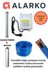 ALARKO 4sdm4/18 2HP - 25Mt Kablolu Ve Panolu Monofaze Dalgıç Pompa takımı
