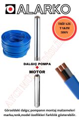 4SD16/20 7,5HP ALARKO TRİFAZE 60 MT KABLOLU  TAKIM DALGIÇ POMPA