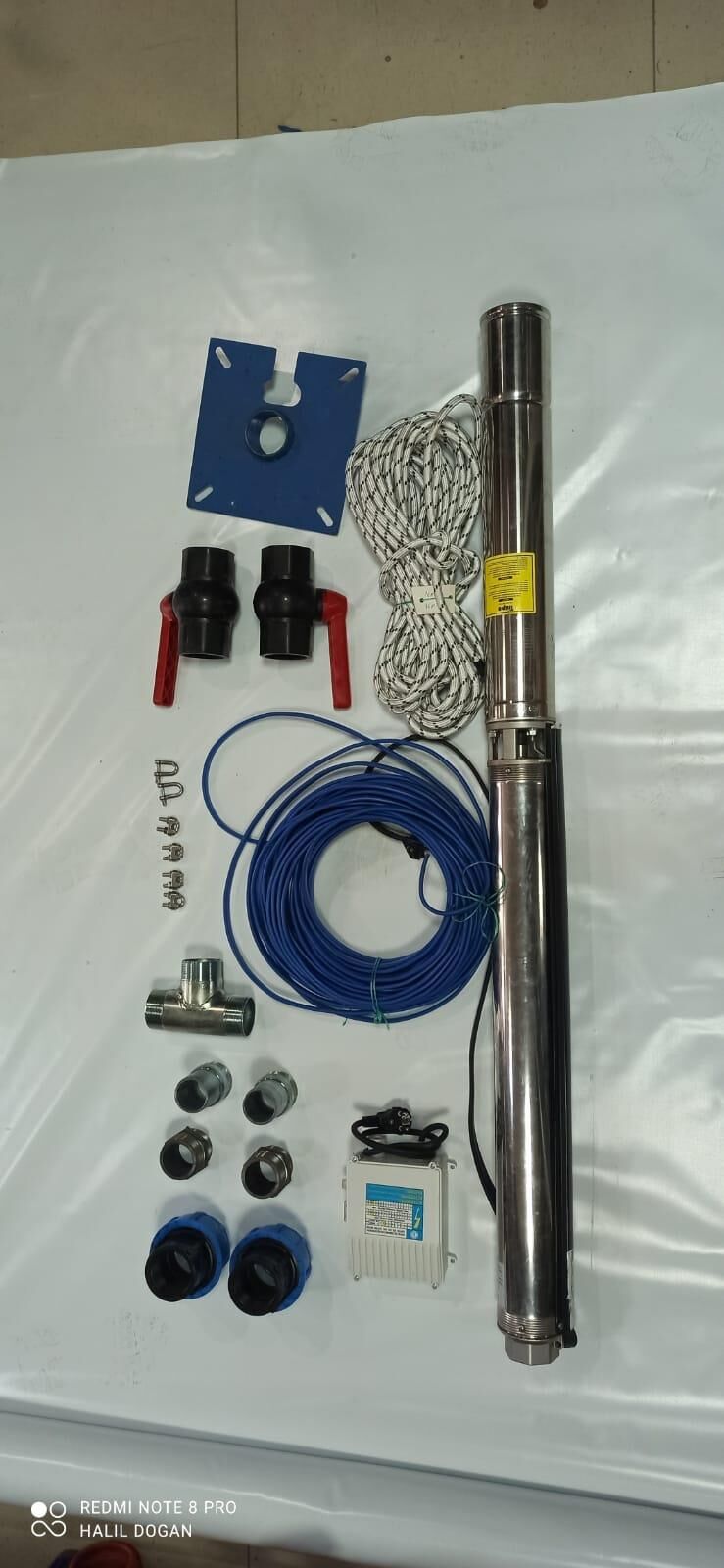 Impo Skn 402/14 1HP Technoplast Başlıklı  45 MT Yassı Kablolu ve Panolu 90 mt Halatlı Çift Vanalı Akıtma Başlıklı Monofaze Takım Dalgıç Pompa