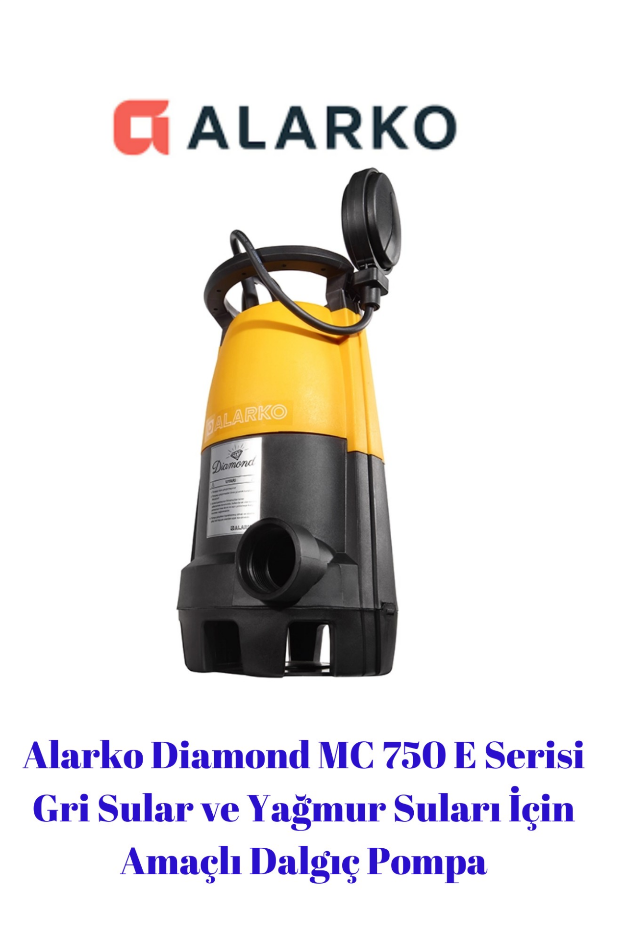 Diamond MC750E - 1 Hp - 220 V Plastik Gövdeli Atık Su Dalgıç Pompa