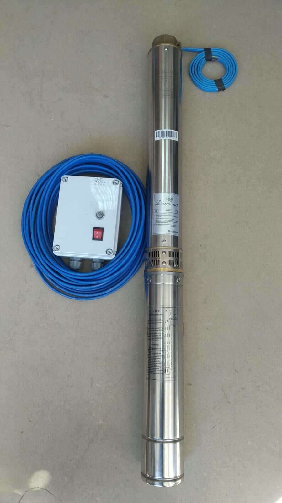 4SDM10/7 1,5HP ALARKO MONOFAZE 15 MT KABLOLU VE PANOLU TAKIM DALGIÇ POMPA