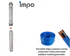 Impo Sk 415/28 10HP Krom Başlıklı  100 MT Yassı Kablolu  Dalgıç Pompa