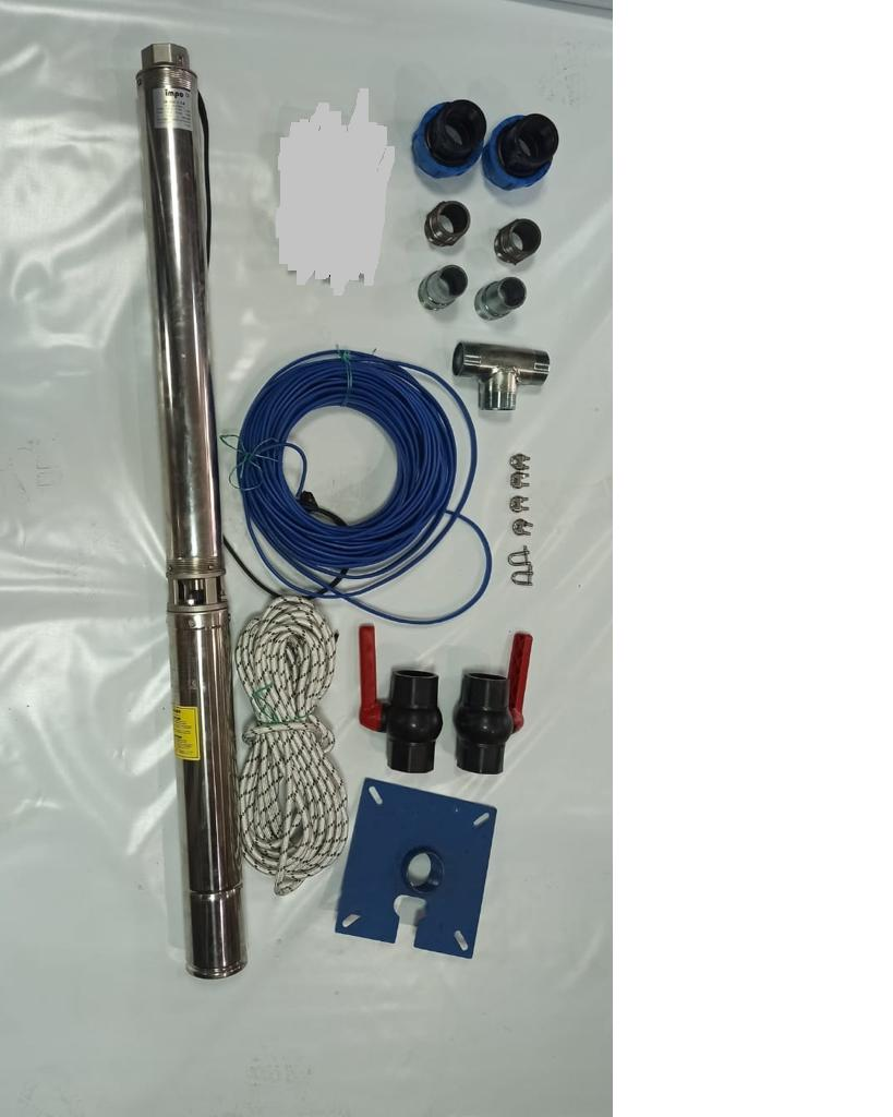 Impo Sk 404/27 3HP Technoplast Başlıklı  80 MT Yassı Kablolu ve Panolu 160 mt Halatlı Çift Vanalı Akıtma Başlıklı Trifaze Takım Dalgıç Pompa