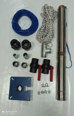 4SD6/8 1 HP ALARKO TRİFAZE 30 MT YASSI KABLOLU  60 MT HALATLI ÇİFT VANALI AKITMA BAŞLIKLI TAKIM DALGIÇ POMPA