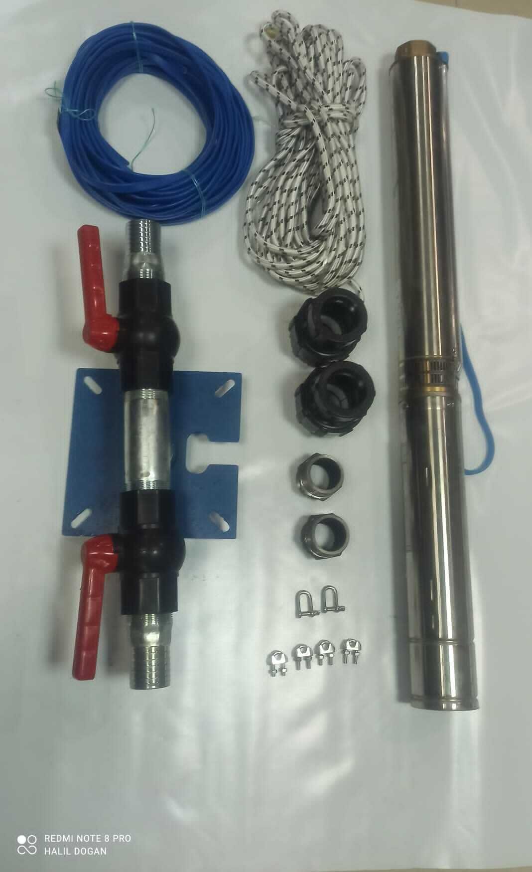 4SD6/8 1 HP ALARKO TRİFAZE 35 MT YASSI KABLOLU  70 MT HALATLI ÇİFT VANALI AKITMA BAŞLIKLI TAKIM DALGIÇ POMPA