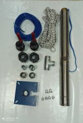 4SD6/8 1 HP ALARKO TRİFAZE 35 MT YASSI KABLOLU  70 MT HALATLI ÇİFT VANALI AKITMA BAŞLIKLI TAKIM DALGIÇ POMPA