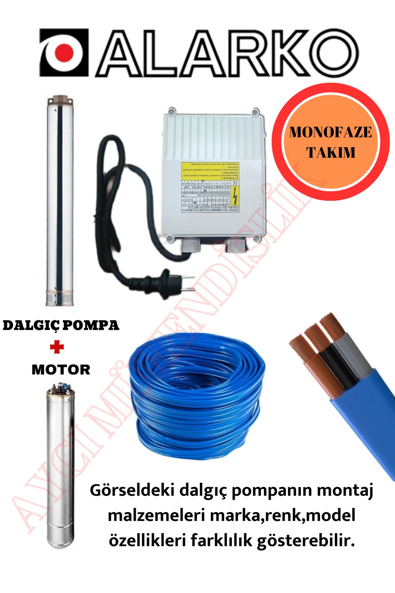4SDM10/10 2HP ALARKO 50 MT KABLOLU VE PANOLU MONOFAZE TAKIM DALGIÇ POMPA