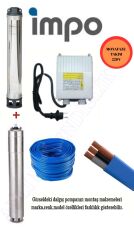 Impo Sk 404/27 Technoplast Başlıklı Derin Kuyu  3 Hp Monofaze Motorlu 30 mt Kablolu Panolu Dalgıç Pompa
