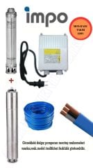Impo Sk 404/27 Krom Başlıklı Derin Kuyu  3 Hp Monofaze Motorlu 20 mt Kablolu Panolu Dalgıç Pompa