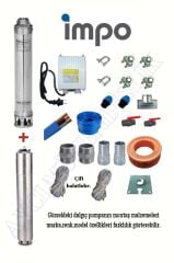 Impo Sk 404/10 1HP Krom Başlıklı  40 MT Yassı Kablolu ve Panolu 80 mt Halatlı Çift Vanalı Akıtma Başlıklı Monofaze Takım Dalgıç Pompa